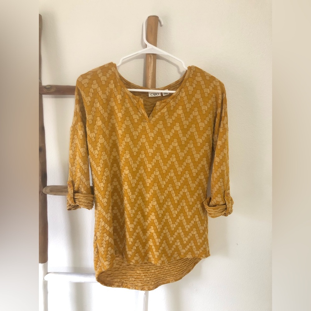 Mustard v neck shirt MEDIUM